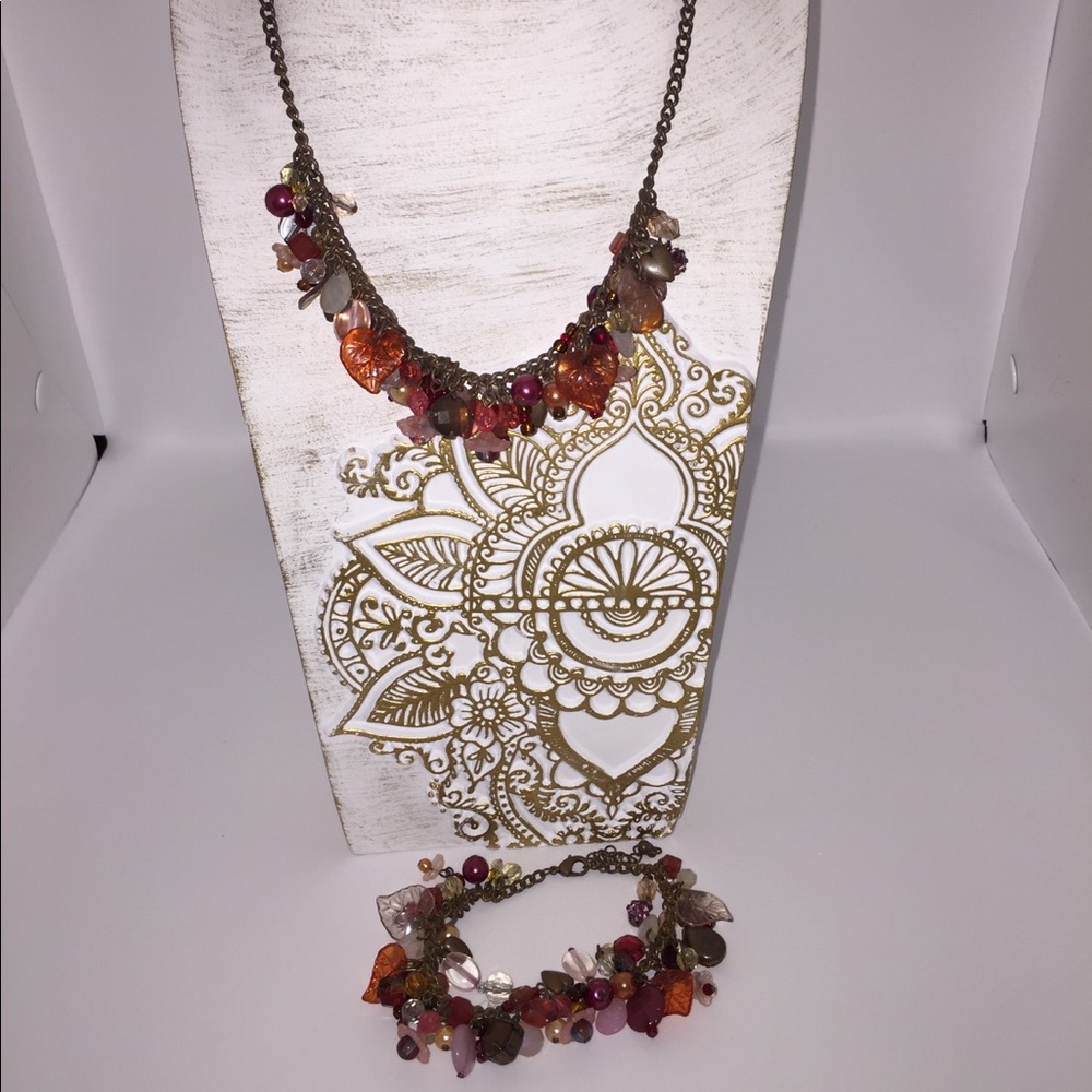 Multi Colored Necklace w/ Matching Bracelet